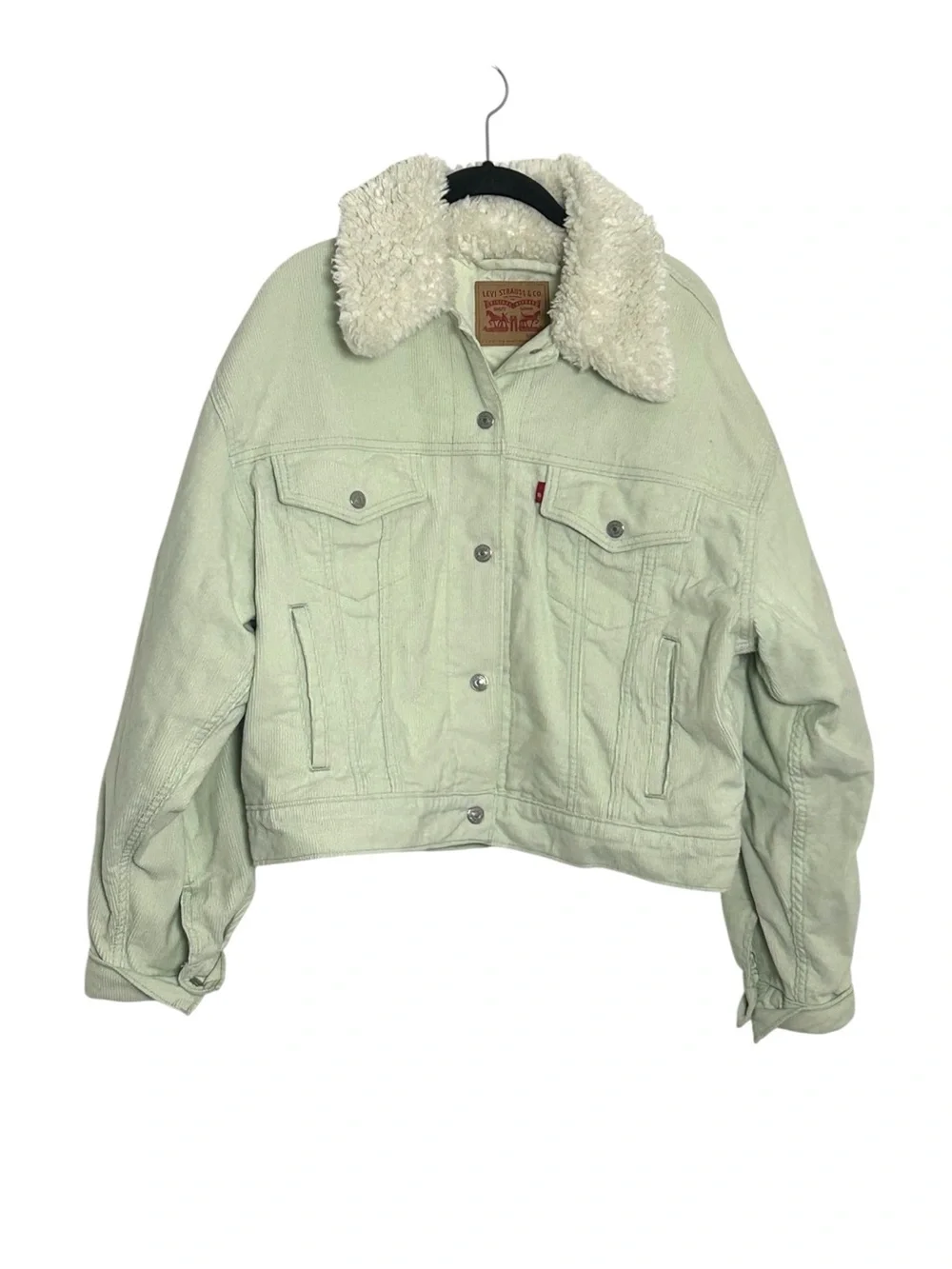 Levi’s Mint Green Corduroy Sherpa Trucker Jacket Size M A3489